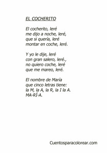 El cocherito letra canciones infantiles